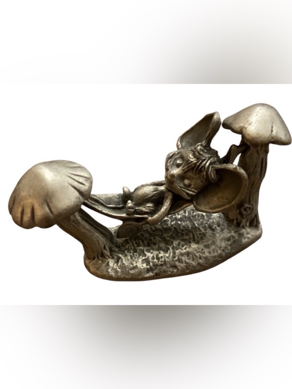 Vintage 1982 HALLMARK Mouse In Hammock Little Gallery Miniature Pewter Figurine